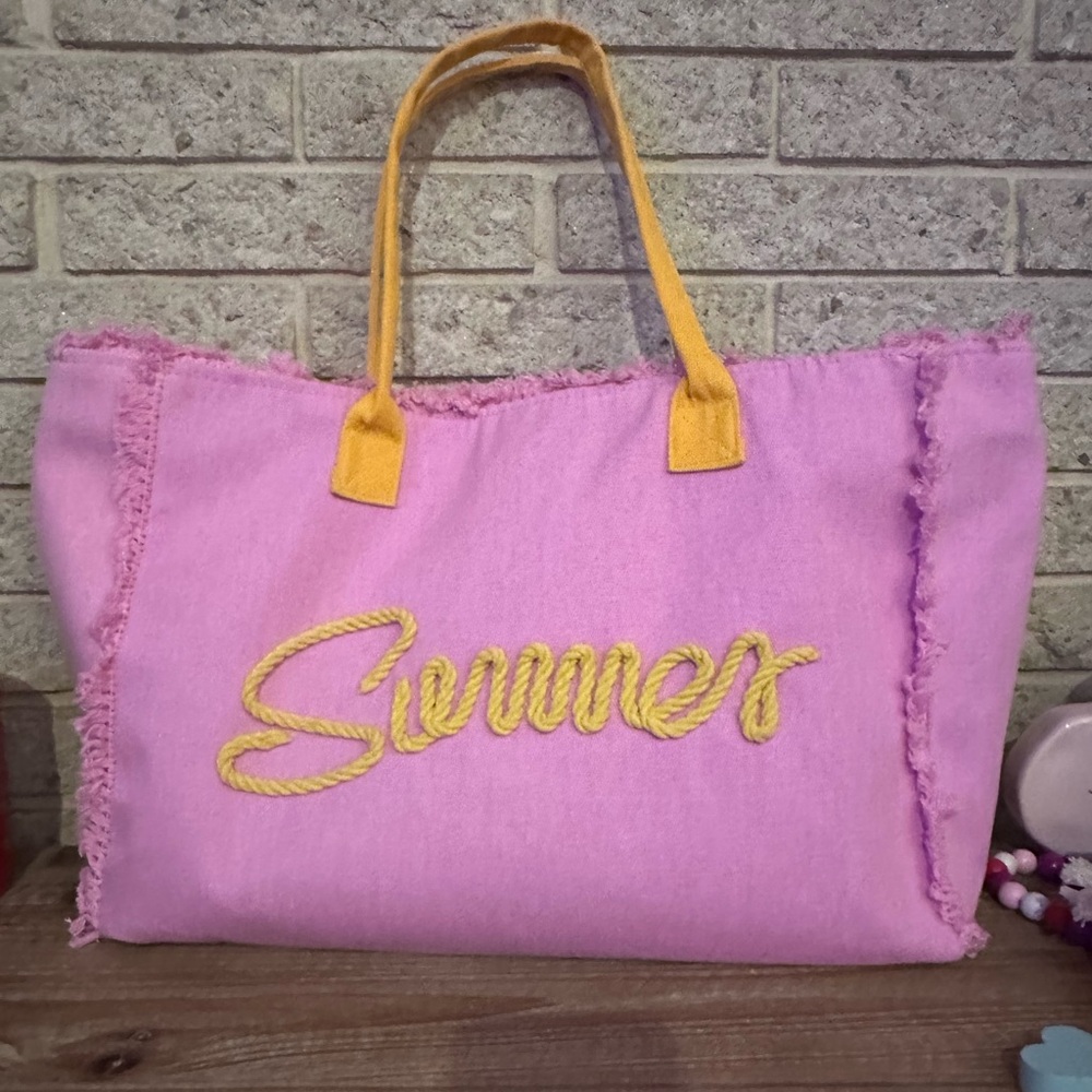 💕 Gently Used Pretty Simple Summer Tote Bag Pink/Orange